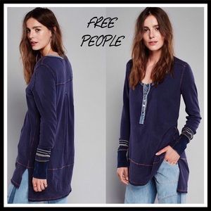 FREE PEOPLE V-NECK TUNIC KNIT PULLOVER